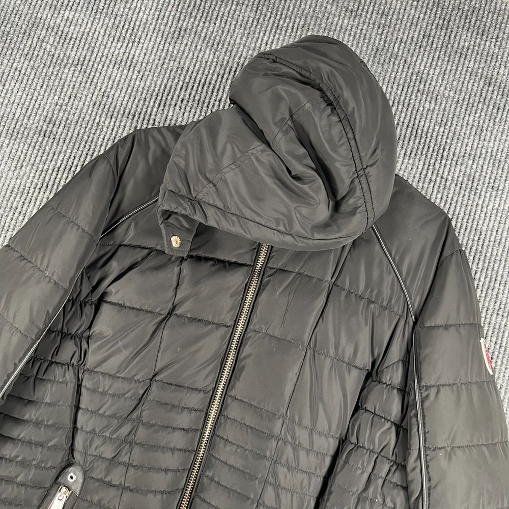 Guess Coat Jacket Womens 2XL XXL Black Long Sleeve Puffer Full Zip Hooded